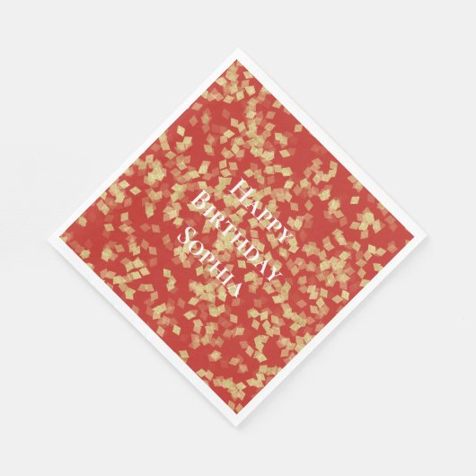 Red Gold Birthday Serviette (Ecke)