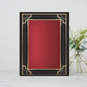 Red Gold Black Art Deco Luxus Briefbogen (Stehend Vorderseite)