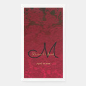 Red Gold Black Christmas Winter Wedding Monogram Serviette (Vorderseite)