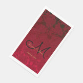 Red Gold Black Christmas Winter Wedding Monogram Serviette (Ecke)