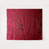 Red Gold Black Christmas Winter Wedding Monogram Wandteppich (Vorderseite (Horizontal))