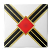 Red Gold Black Criss Cross Fliese (Vorderseite)