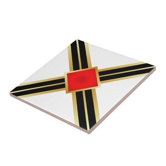 Red Gold Black Criss Cross Fliese (Seite)