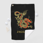 Red Gold Black Fantasy Chinese Dragon Golfhandtuch (Insitu)