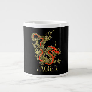 Red Gold Black Fantasy Chinese Dragon Jumbo-Tasse