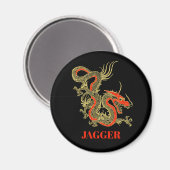 Red Gold Black Fantasy Chinese Dragon Magnet (Vorderseite/Rückseite)