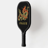 Red Gold Black Fantasy Chinese Dragon Monogram But Pickleball Schläger (Links)