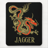 Red Gold Black Fantasy Chinese Dragon Mousepad (Vorne)