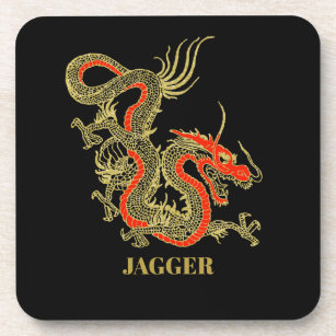 Red Gold Black Fantasy Chinese Dragon Untersetzer