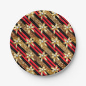 Red Gold & Black Imitats Glitzer Paper Teller (Vorderseite)