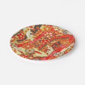 Red Gold Black Japanisch Kimono Blume Pappteller (Schrägansicht)