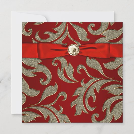 Red Gold Black Krawatte Party Einladung (Vorderseite)