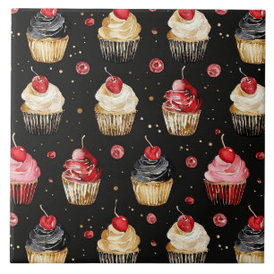 Red Gold Black Pink Cupcakes Cherry Fliese