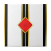 Red Gold Black Stripes Fliese (Vorderseite)