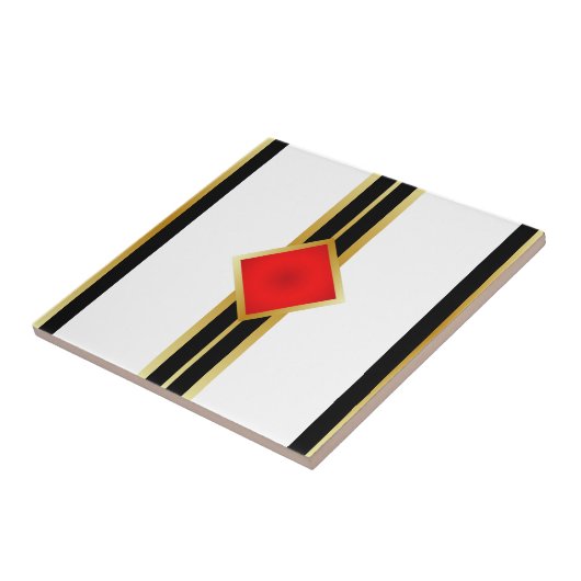 Red Gold Black Stripes Fliese (Seite)