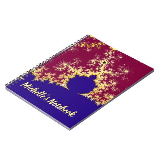 Red Gold Blue Mandelbrot Fraktal Theme Notizblock (Linke Seite)