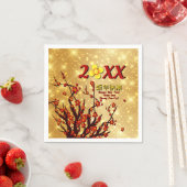 Red Gold Blume Frohes Chinesisch Neues Jahr 20XX Serviette (Beispiel)