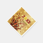 Red Gold Blume Frohes Chinesisch Neues Jahr 20XX Serviette (Ecke)