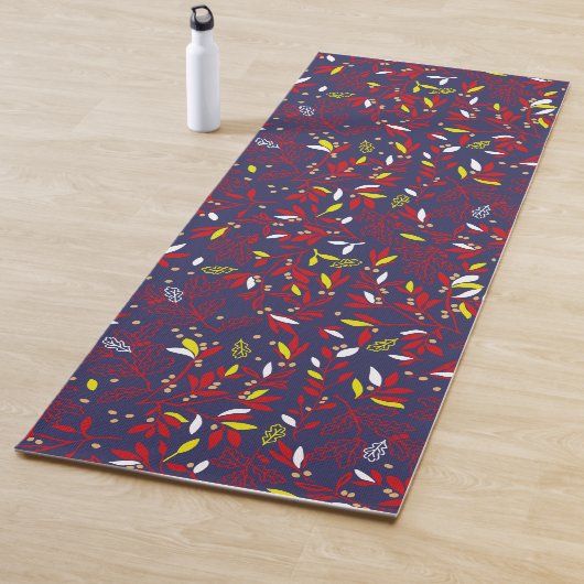 Red Gold Botanical Autumn Leaves Yogamatte (Beispiel)