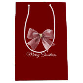 Red Gold Bow Christmas Mittlere Geschenktüte (Vorderseite)
