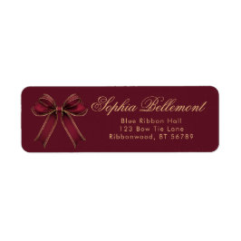 Red Gold Bow Christmas Return Address