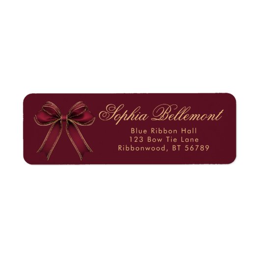 Red Gold Bow Christmas Return Address (Vorne)