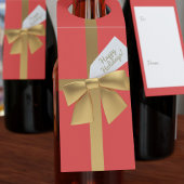 Red & Gold Bow Happy Holiday Weihnachtsmarken Flaschenanhänger