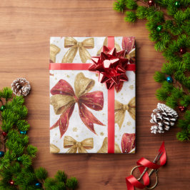 Red Gold Bows Christmas Geschenkpapier