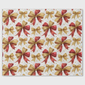 Red Gold Bows Christmas Geschenkpapier (Flach)