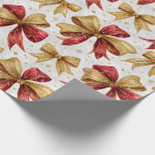 Red Gold Bows Christmas Geschenkpapier (Ecke)