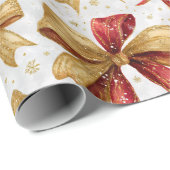Red Gold Bows Christmas Geschenkpapier (Rolleneckpunkt)