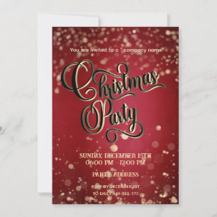 Red/gold bukee Luxus Weihnachtsfest im Unternehmen Einladung