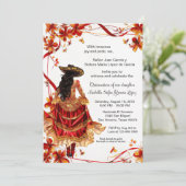 Red Gold Charra Quinceanera Einladung (Stehend Vorderseite)