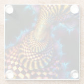 Red & Gold Checkered Mandelbrot Fraktal Glasuntersetzer (Rückseite)