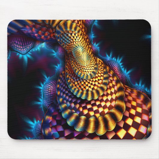 Red & Gold Checkered Mandelbrot Fraktal Mousepad (Vorne)
