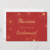 Red Gold Cheroms Blossoms Bridesmaid Vorschlag Car Einladung (Vorderseite)
