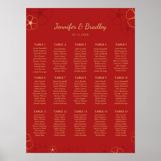 Red Gold Cherry Bloss Seekarte | Benutzerdefiniert Poster (Vorne)