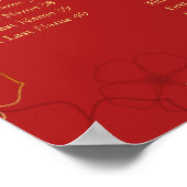 Red Gold Cherry Bloss Seekarte | Benutzerdefiniert Poster (Ecke)