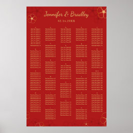 Red Gold Cherry Bloss Seekarte | Benutzerdefiniert Poster