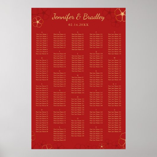 Red Gold Cherry Bloss Seekarte | Benutzerdefiniert Poster (Vorne)