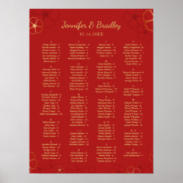 Red Gold Cherry Bloss Seekarte | Benutzerdefiniert Poster