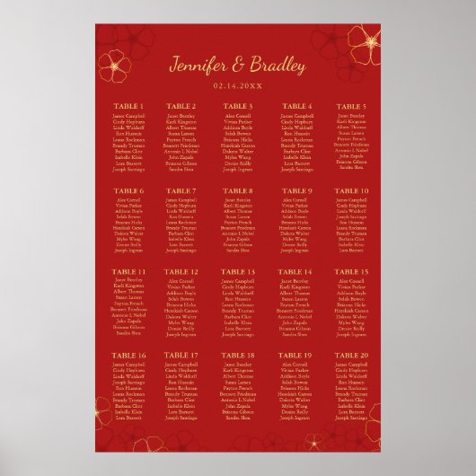 Red Gold Cherry Bloss Seekarte | Benutzerdefiniert Poster (Vorne)