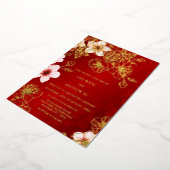 Red Gold Cherry Blossom Chinese Wedding Folieneinladung (Gedreht)
