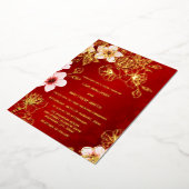 Red Gold Cherry Blossom Chinese Wedding Folieneinladung (Gedreht)