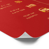 Red Gold Cherry Blüten Hochzeitsszenario Poster (Ecke)