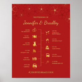 Red Gold Cherry Blüten Hochzeitsszenario Poster