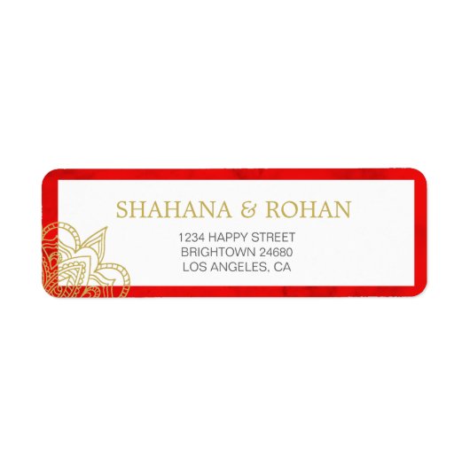 Red Gold Chic Hochzeitadresse im indischen Stil (Vorne)