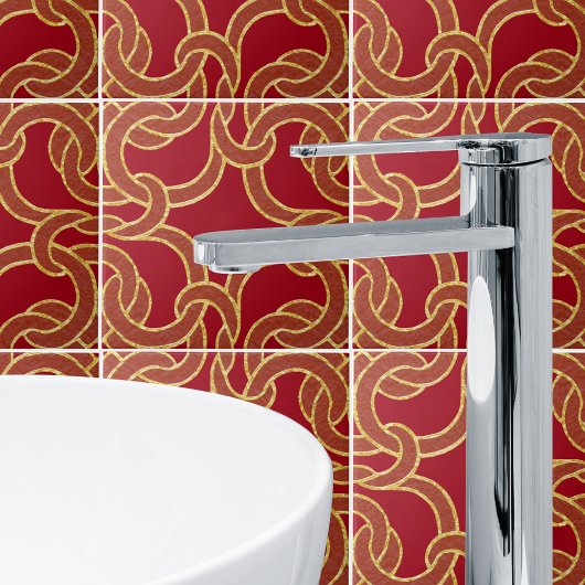 Red & Gold Chic keltische Knot Nahtlose Muster Til Fliese