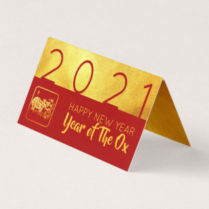 Red Gold Chinese Ox Papier-Schnitt 2021 FC