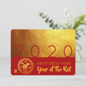 Red Gold Chinese Rat Paper-cut 2020 Party C (Stehend Vorderseite)